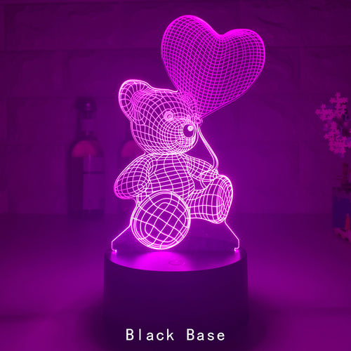 3D Acrylic LED Night Light - USB Neon Sign for Home and Bedroom Decor, Ideal for Christmas, Birthdays, and Valentine's Day Gifts