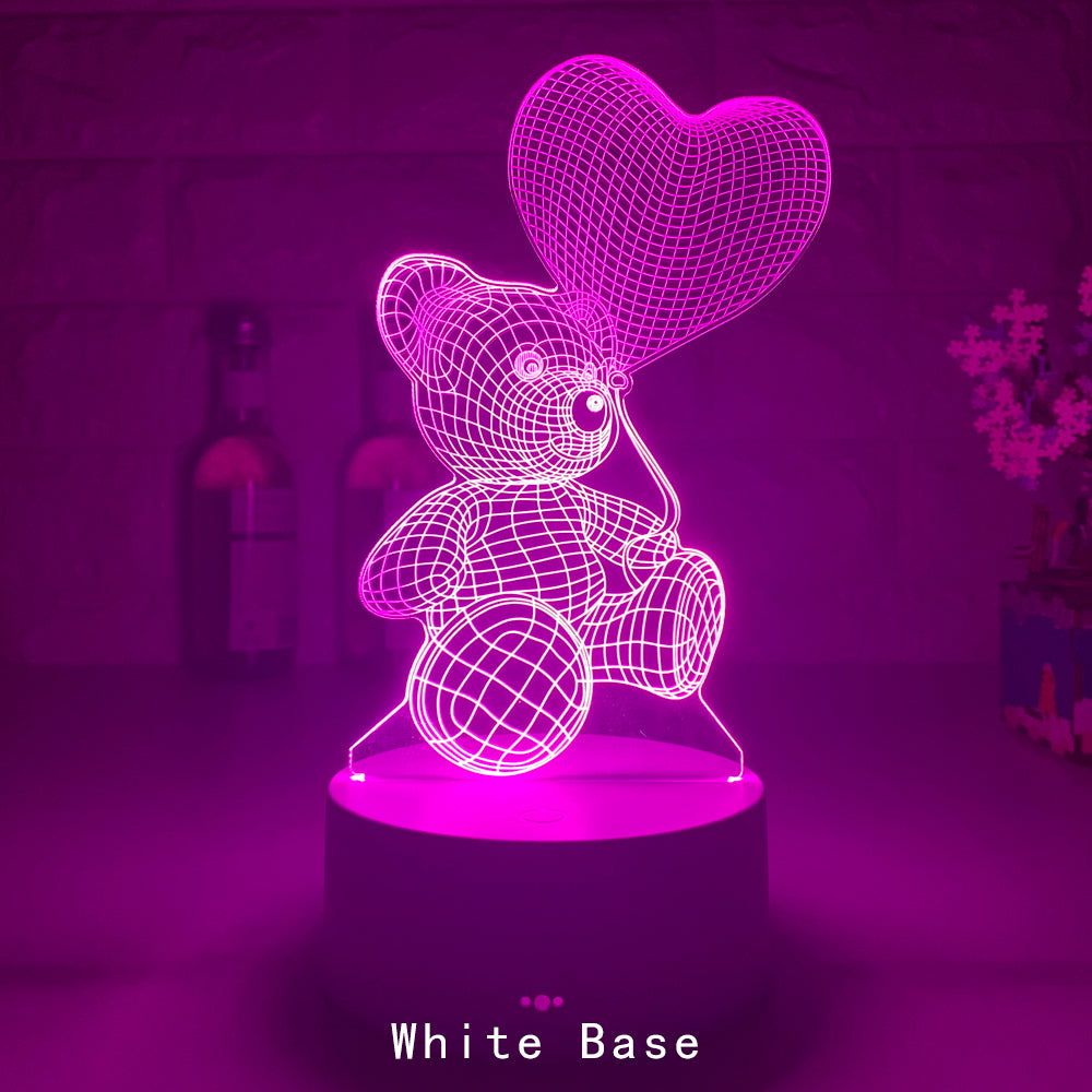 3D Acrylic LED Night Light - USB Neon Sign for Home and Bedroom Decor, Ideal for Christmas, Birthdays, and Valentine's Day Gifts