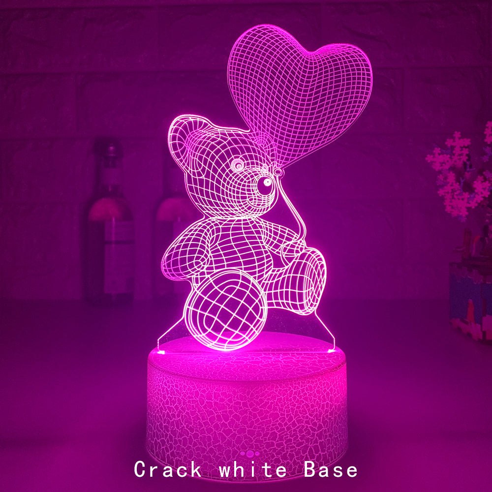 3D Acrylic LED Night Light - USB Neon Sign for Home and Bedroom Decor, Ideal for Christmas, Birthdays, and Valentine's Day Gifts